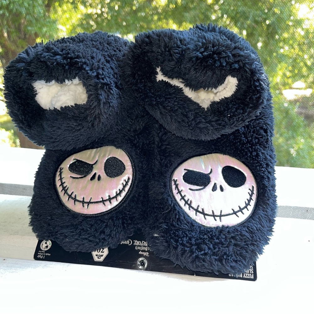 Disney The Nightmare Before Christmas Fuzzy Babba Slipper Jack Skellington 8/10